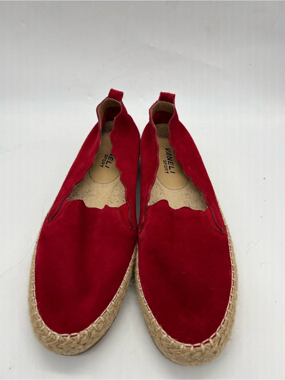 Vaneli Red Suede Espadrille Slip-Ons